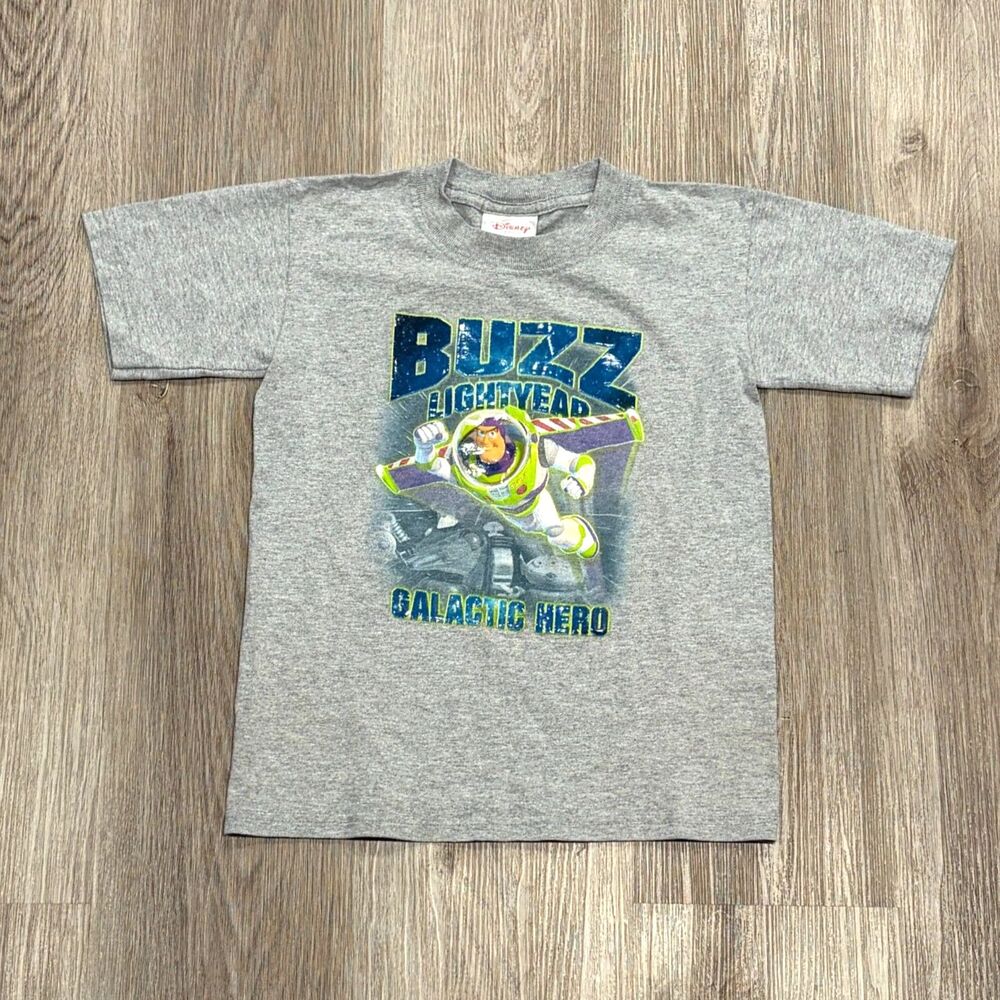RARE Vintage 90s 00s Disney Buzz Lightyear Galactic Hero Youth Sz XS Grey Grail